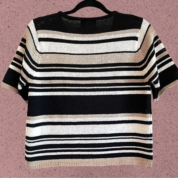 90s vintage short sleeve knit striped sweater - Picture 3 of 4